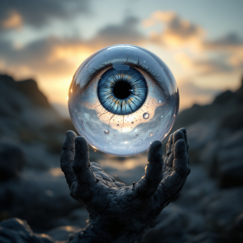 FLUX prompt: Photo of a ultra realistic floating Eyeball outsid...