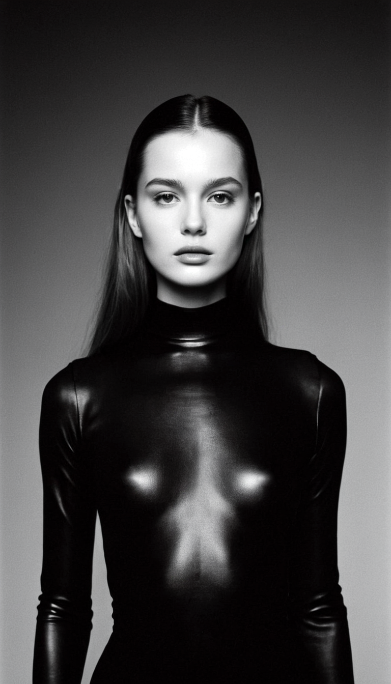 Stable Diffusion prompt: black and white photography, fashion editorial, da...
