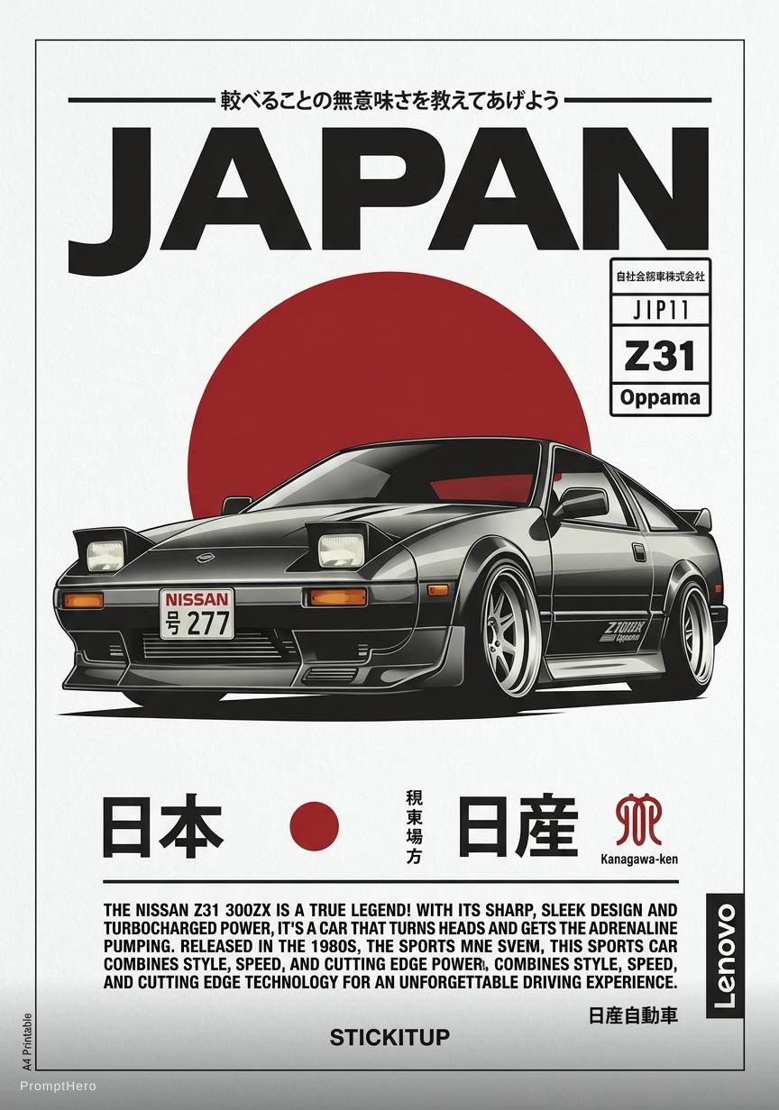 Hero prompt: Car poster printable a4 sheet version