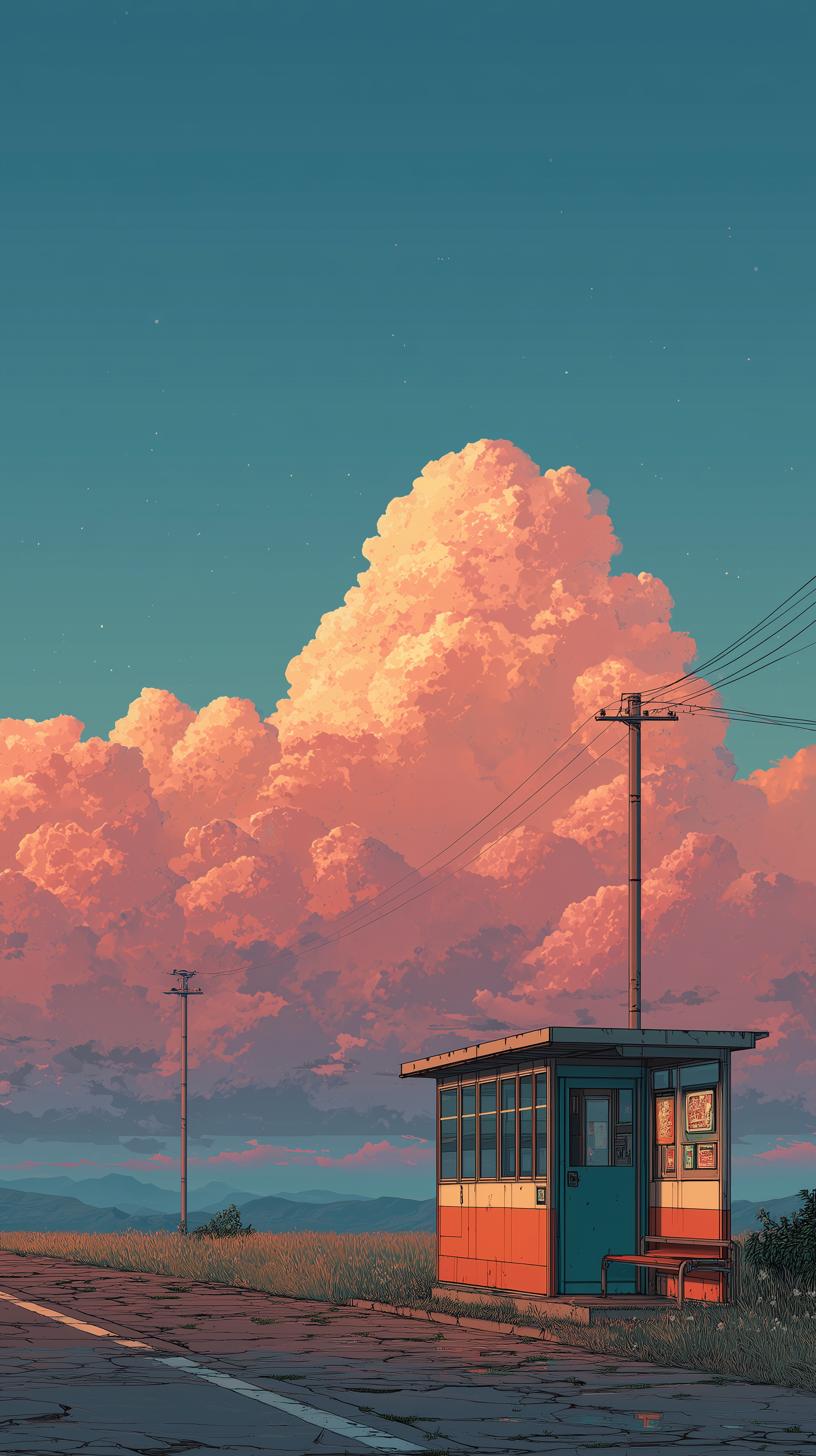 Midjourney Shatter prompt: illustration art, nostalgic, wide low-angle, small...