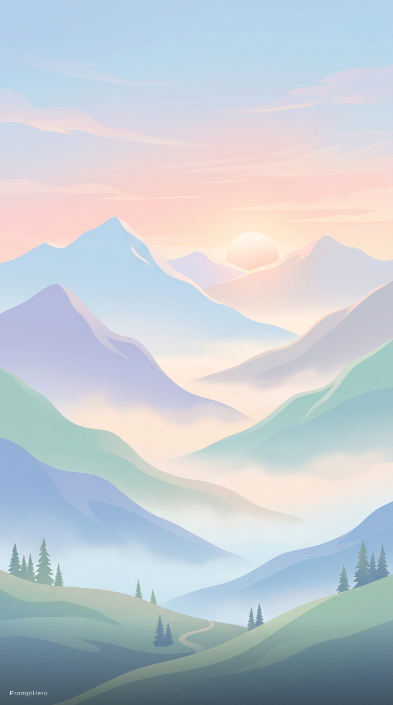 Nano Banana prompt: minimalist mountain landscape, soft pastel colors,...
