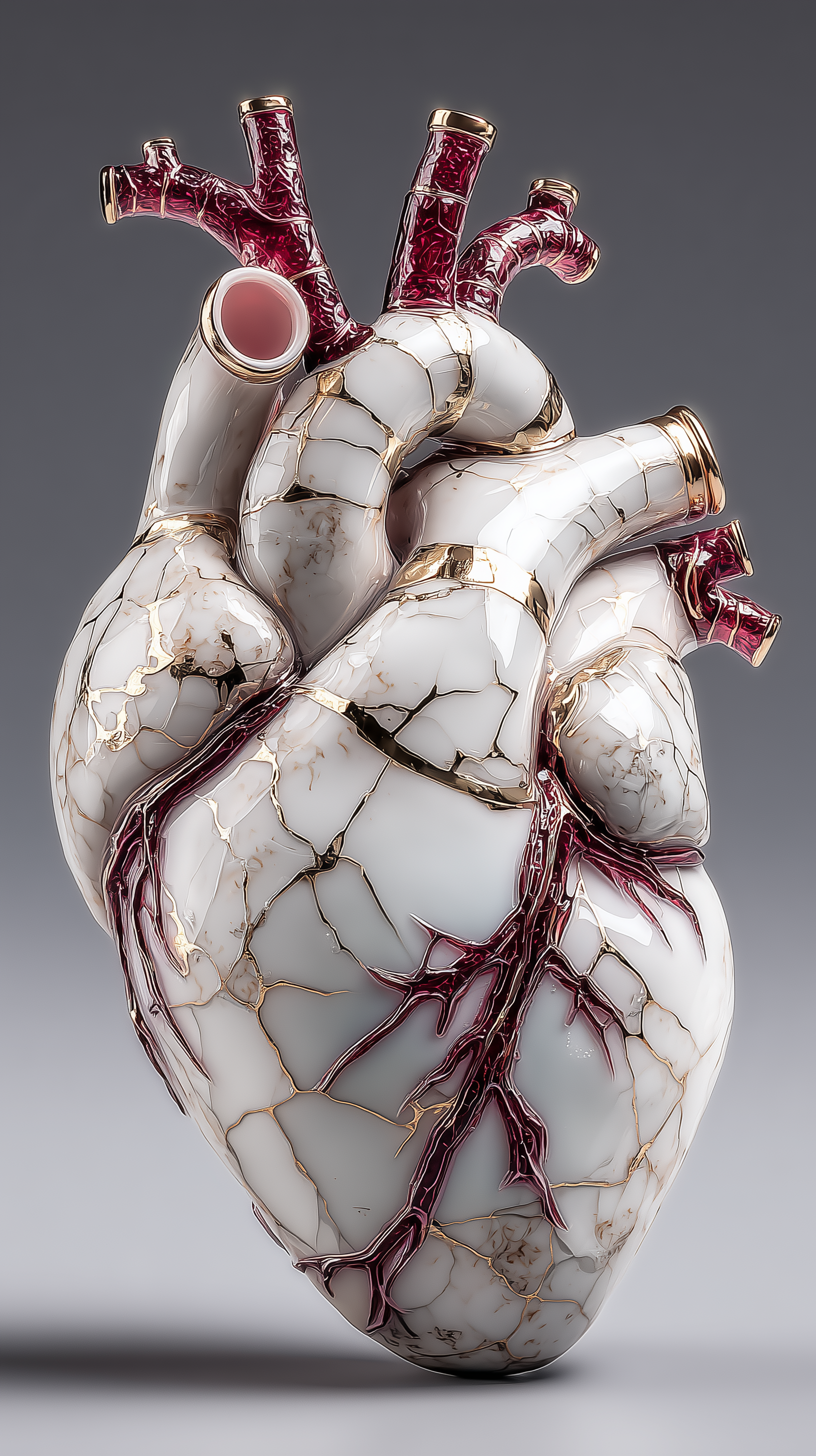 Midjourney Shatter prompt: photography, surreal sculpture, anatomical heart i...