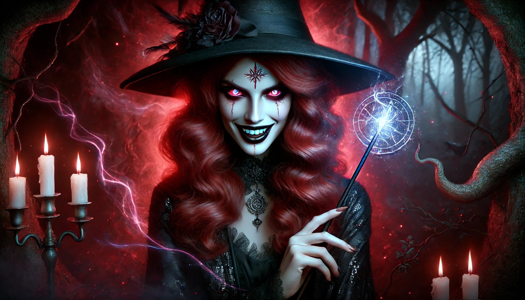 Stable Diffusion prompt: Image is a digital fantasy artwork featuring a wit...