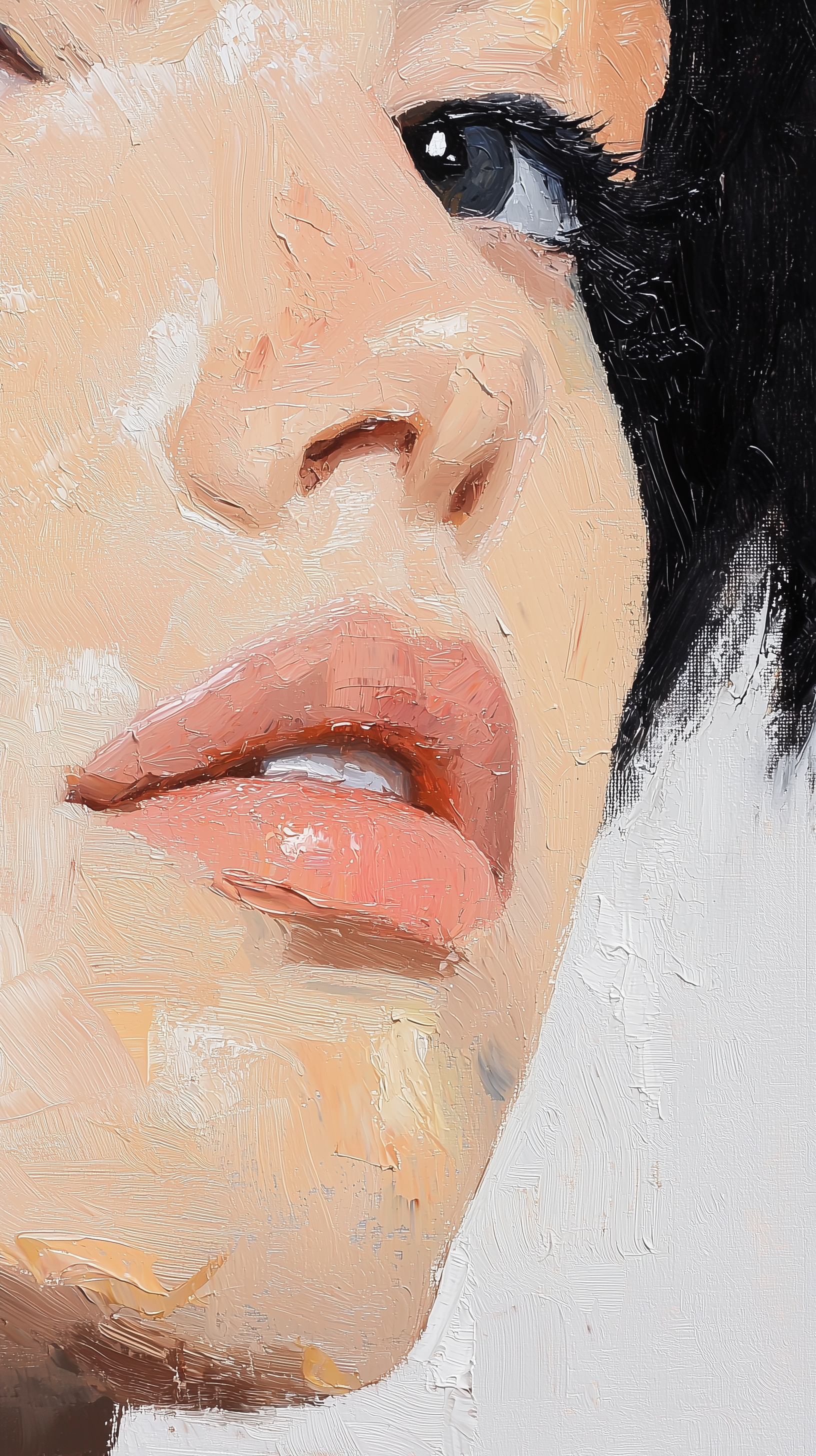 Midjourney prompt: artistic, oil painting, right face composition, po...