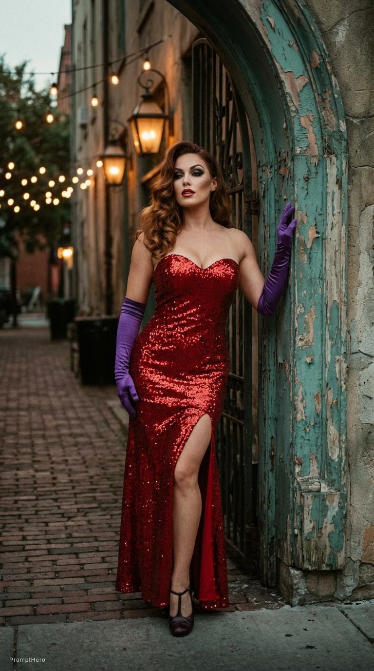 Hero prompt: Jessica Rabbit beautiful charismatic girl,athletic...