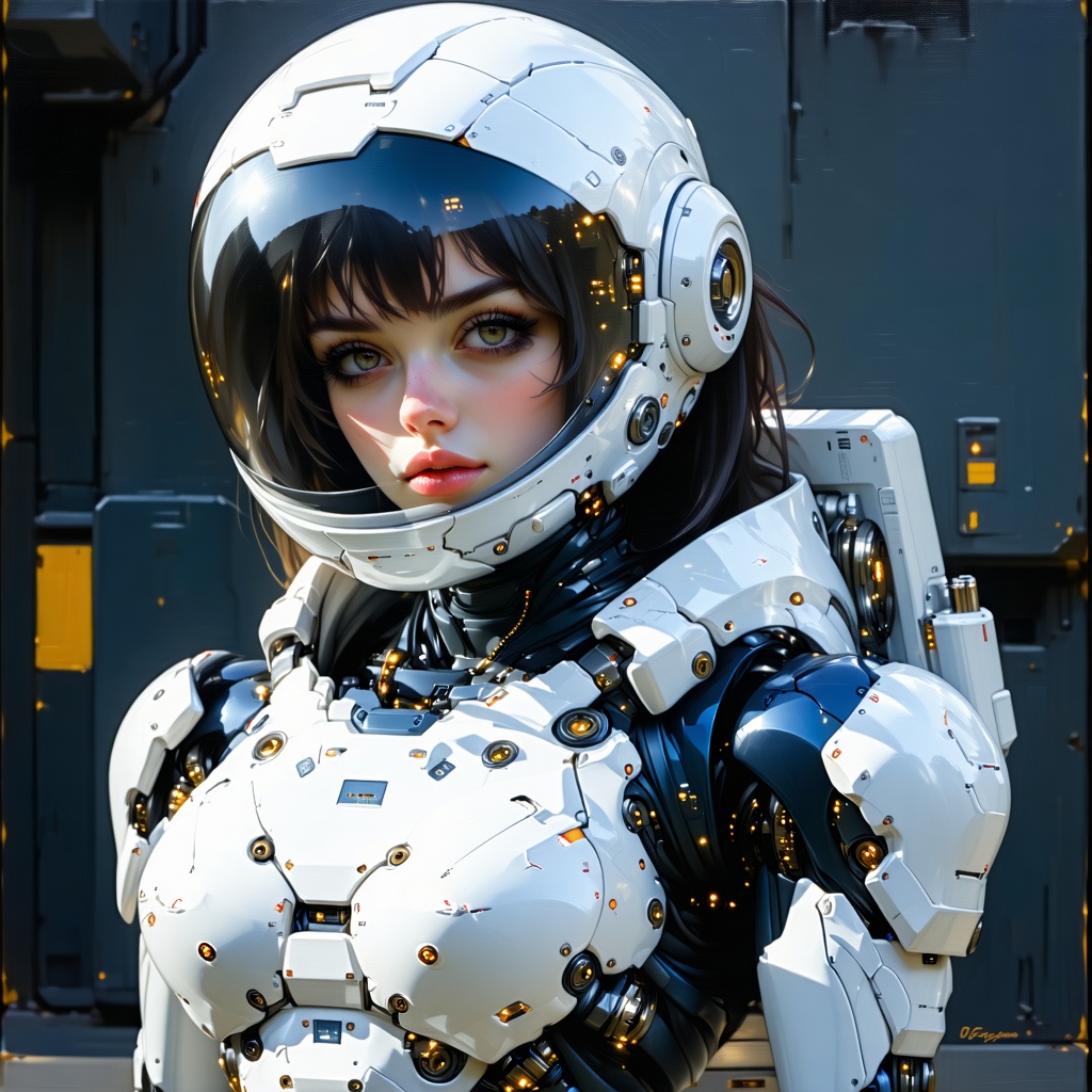 Stable Diffusion  prompt: Hyper realistic painting of a beautiful girl in an...