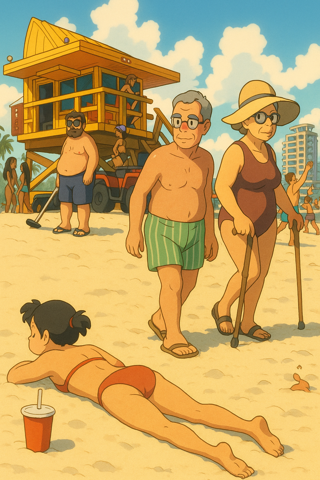 Sora prompt: Screengrab from new GTA VI Trailer, Ghibli style