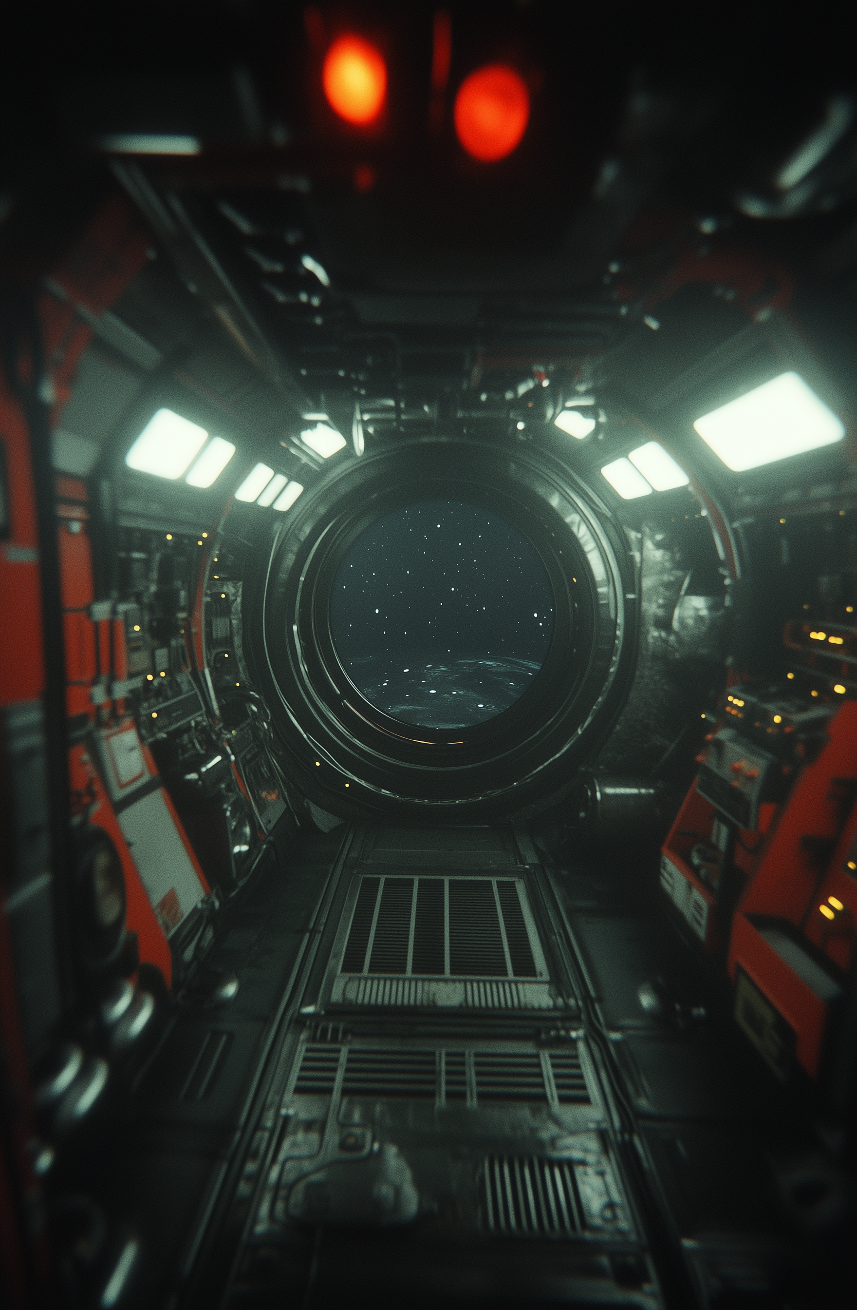 Midjourney prompt: 80s movie still of the interior view from above, l...