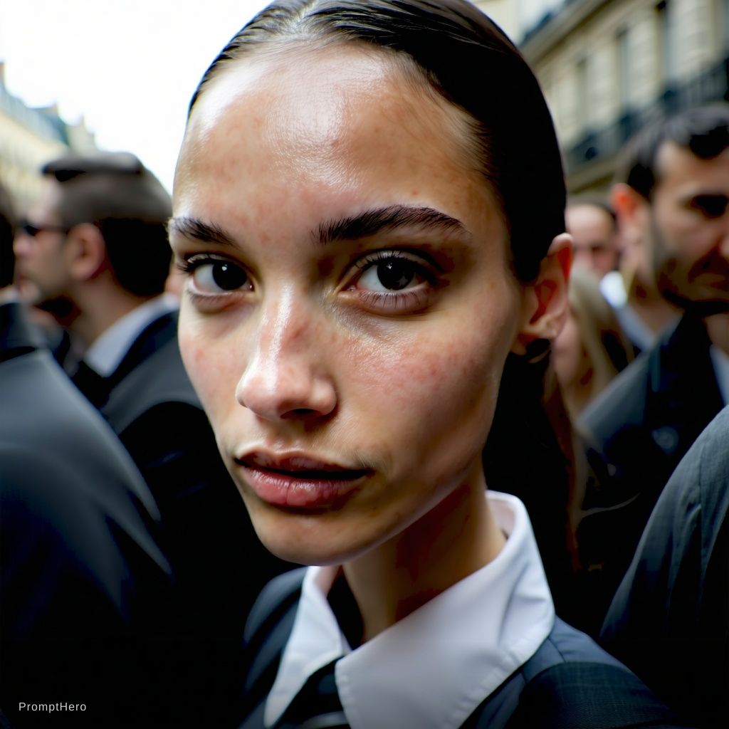 Stable Diffusion prompt: Paparazzi-style extreme close-up photo of a woman ...