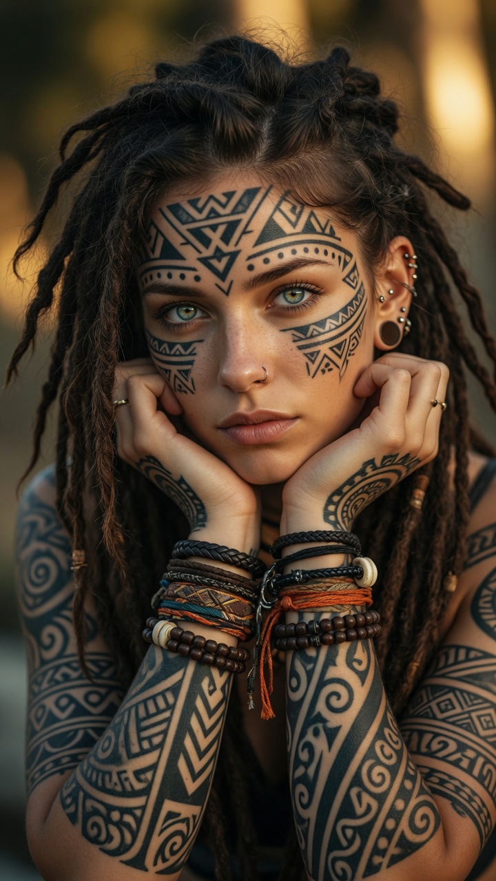 A stunningly beautiful young woman with striking l...