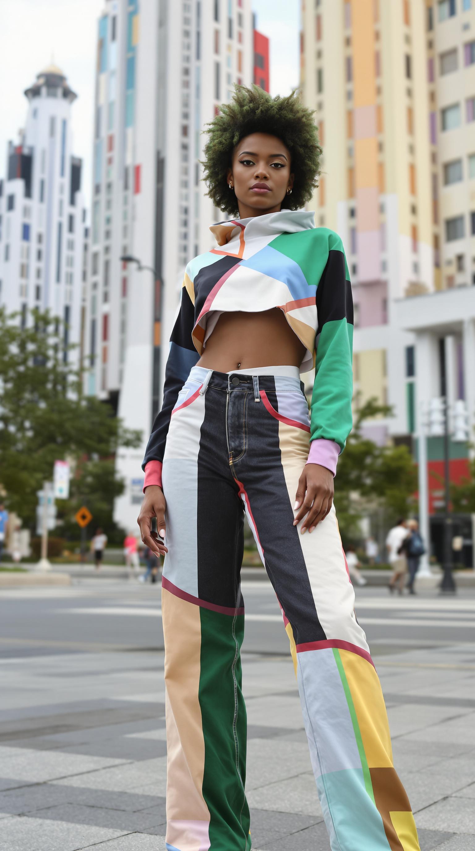 FLUX prompt: modernist, Constructivist Fashion full body photo ...