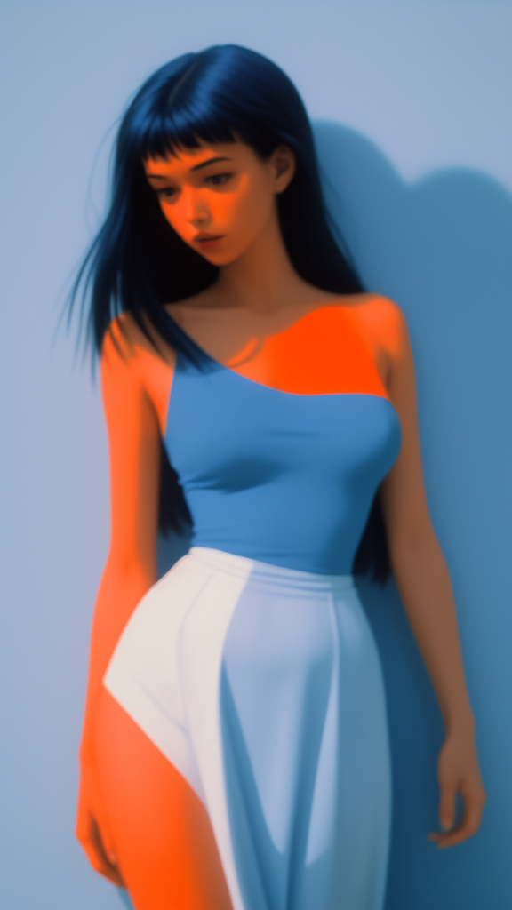 DreamShaper prompt: 
35mm film minimal dream aesthetic blue and orange...