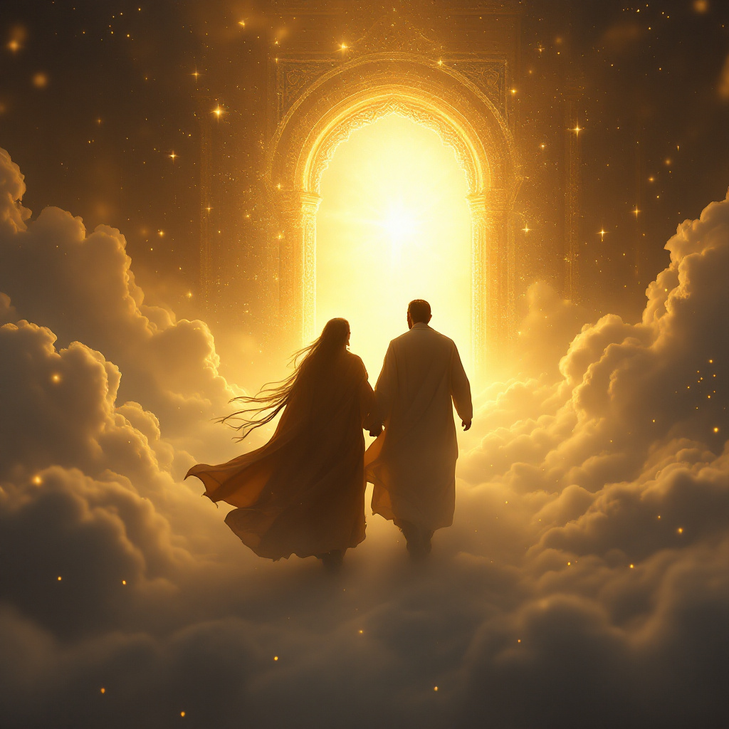 FLUX prompt: A majestic and ethereal scene of two historical fi...