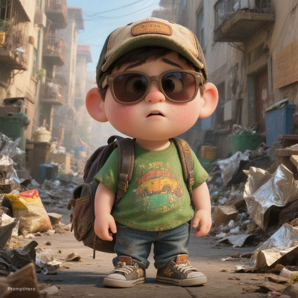 Hero prompt: A Pixar-style animated portrait of a young, quirky...
