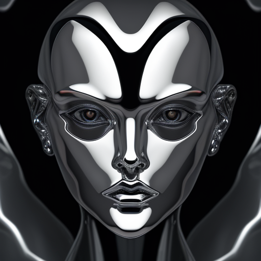 DreamShaper prompt: highly reflective, polished metal humanoid face, d...