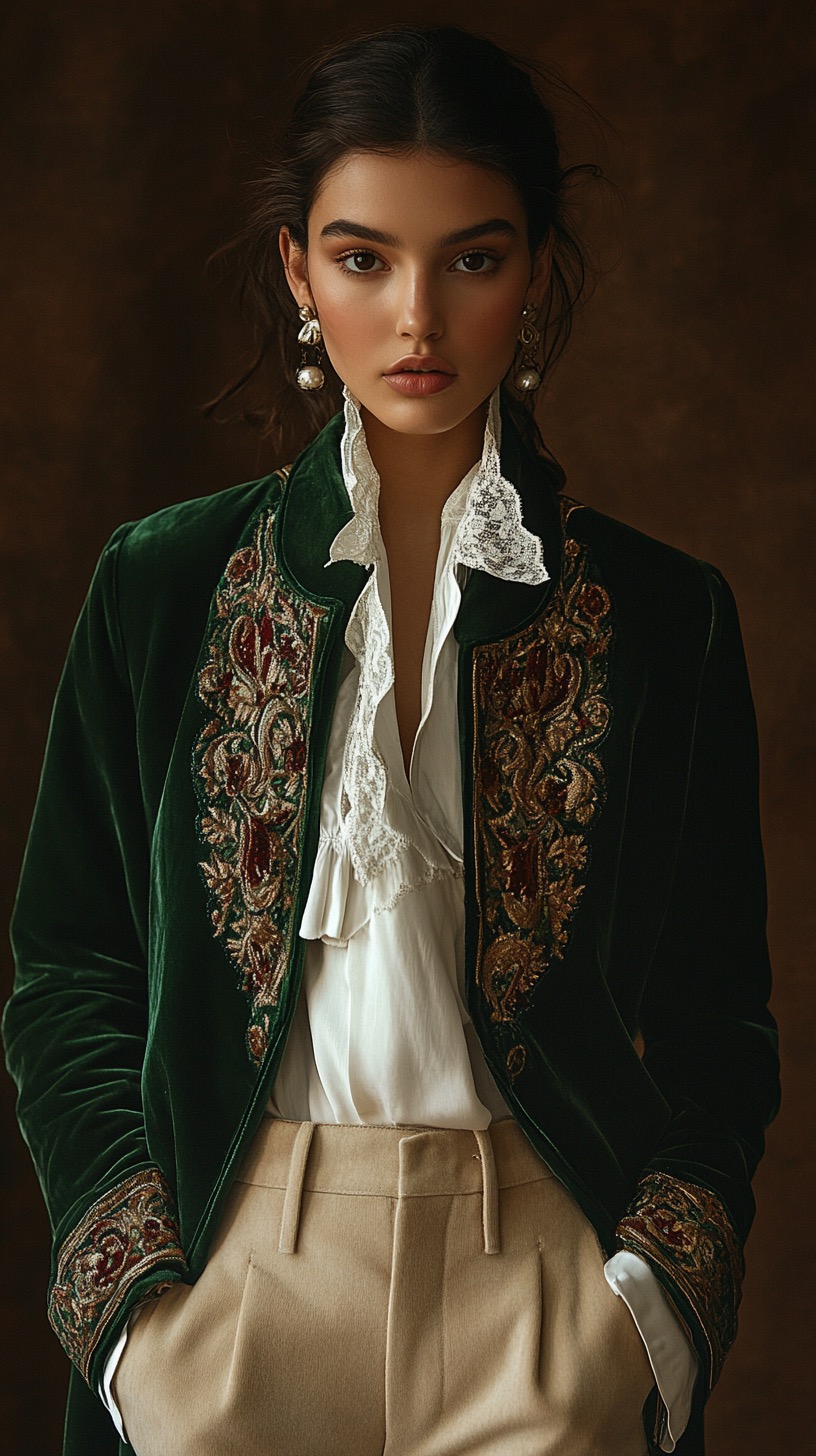 Midjourney prompt: fashion cover, front view, upper-body, A woman mod...