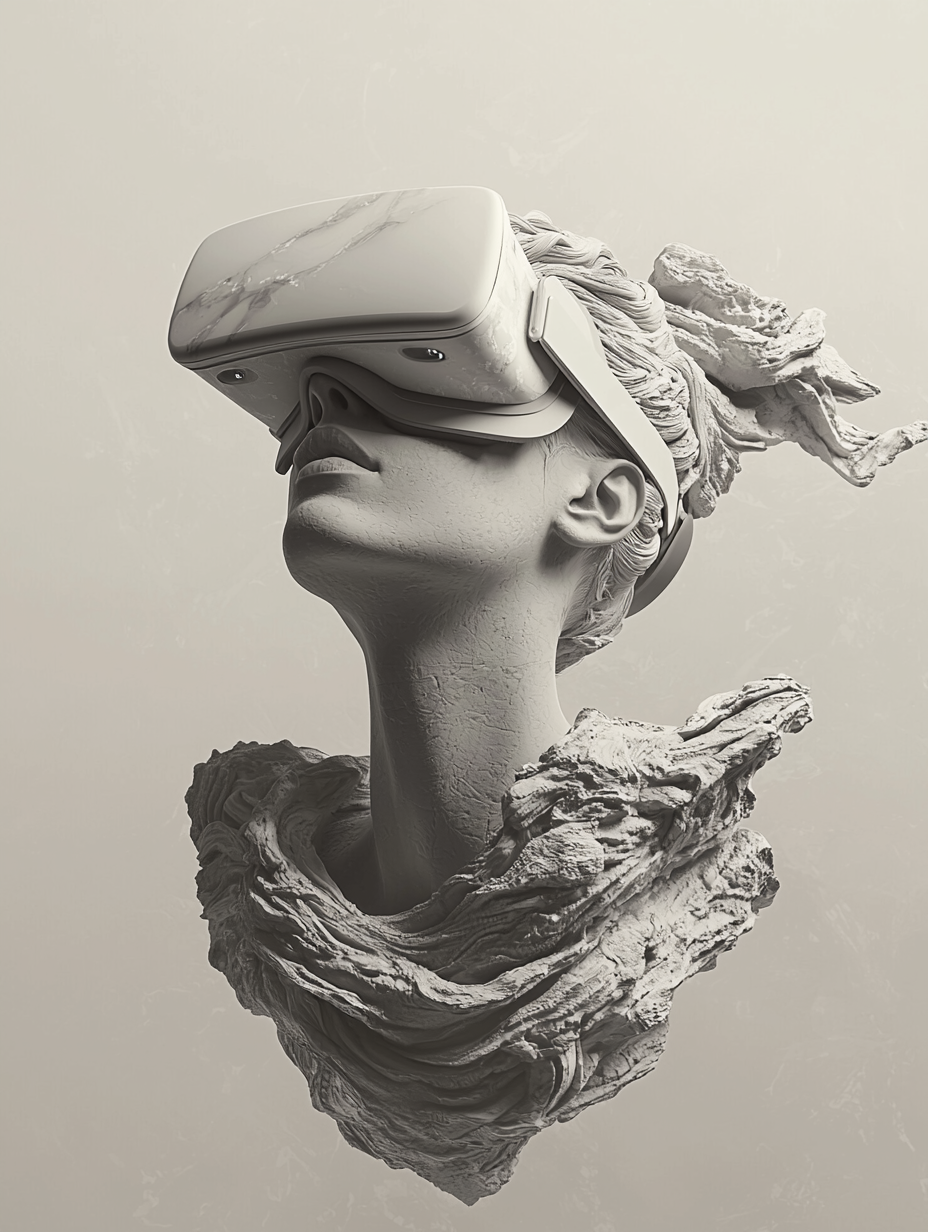 Midjourney prompt: 
symetric shot of a monochromatic statue of the h...