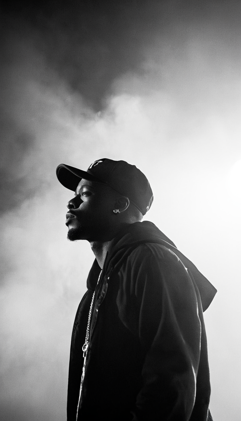 Stable Diffusion prompt: black and white photography of rapper in baseball ...