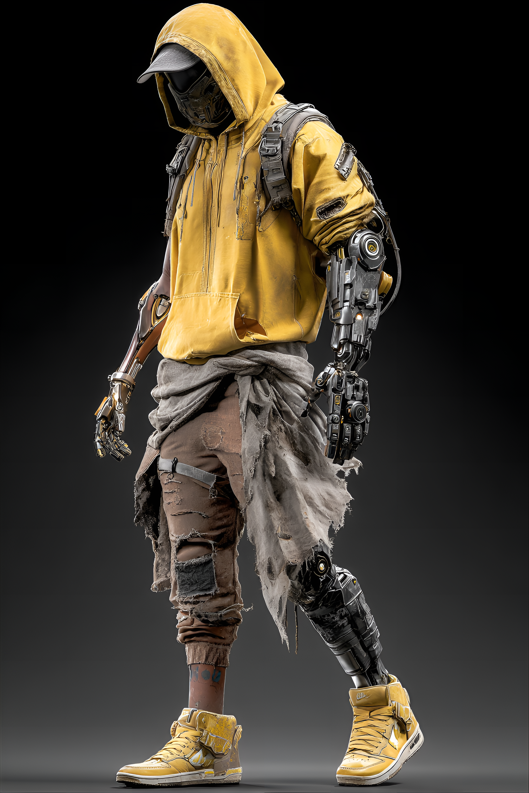 Midjourney prompt: futuristic character blending advanced technology ...
