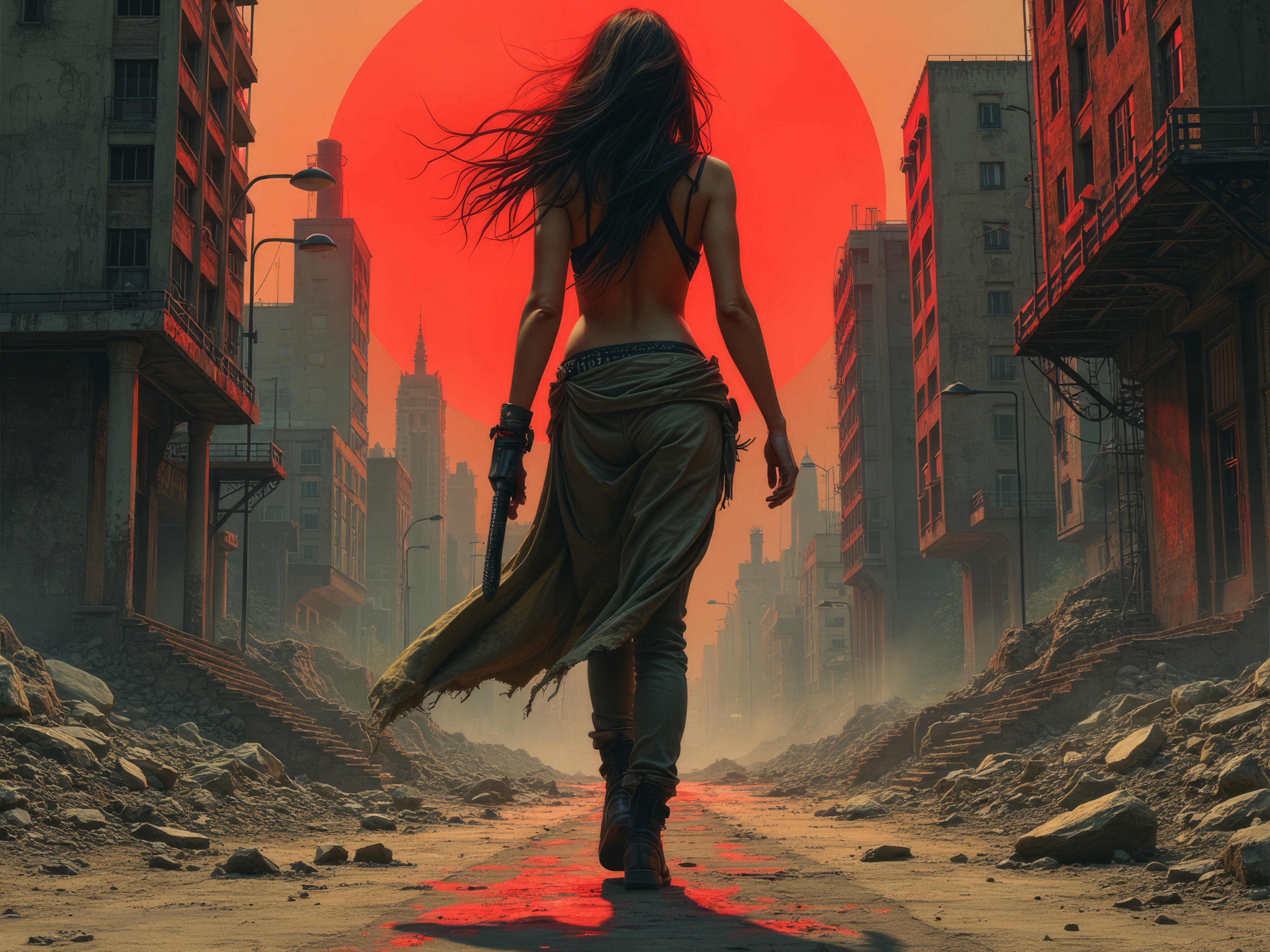 FLUX prompt: High contrast artwork, brutalism, fierce woman in ...