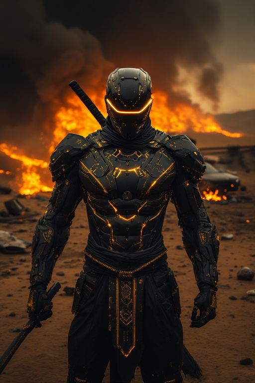 Juggernaut prompt: A futuristic ninja warrior standing confidently in...