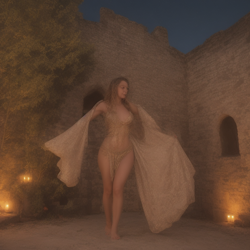 epiCRealism prompt: Rays of bright full moonlight, torchlight and cand...