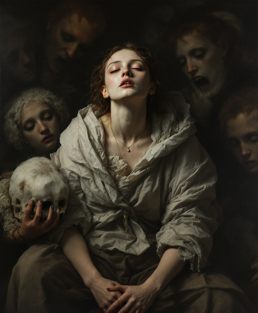 FLUX prompt: A Renaissance-style painting influenced by Caravag...