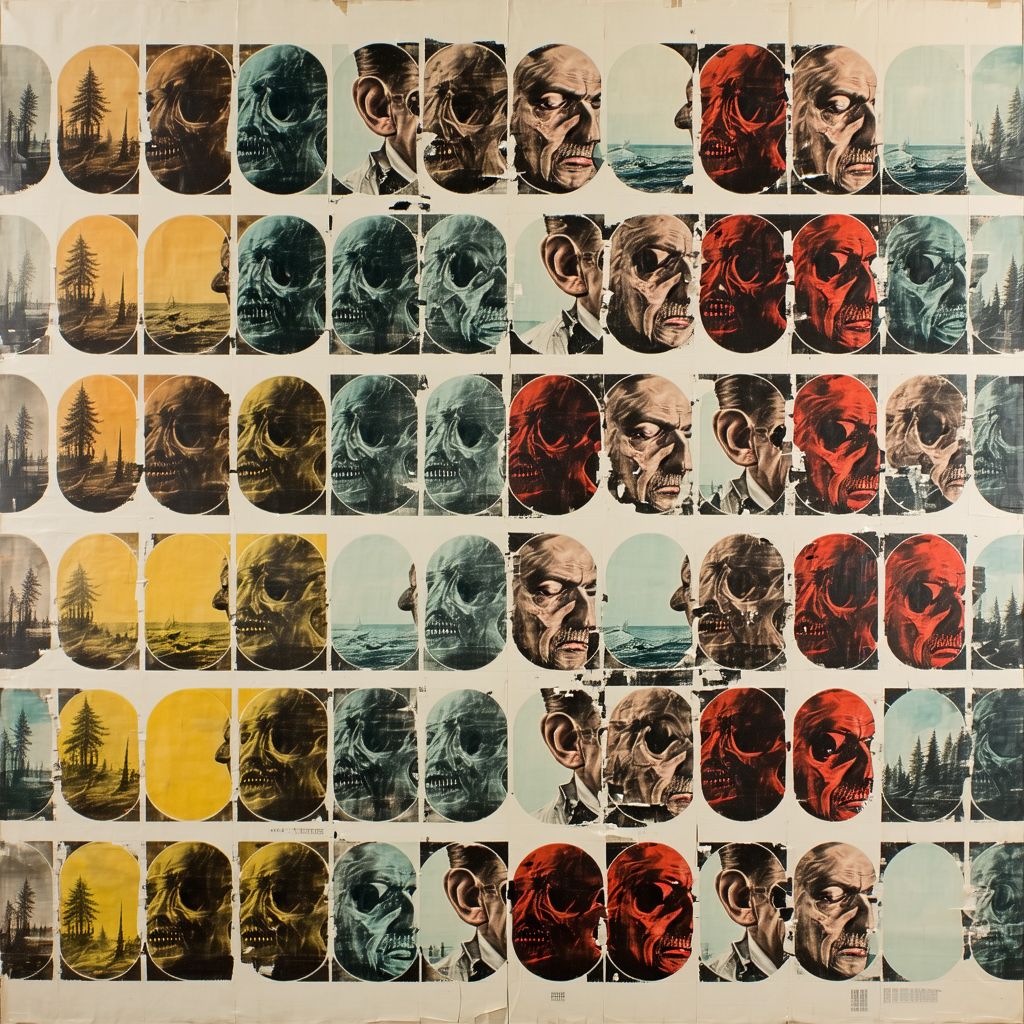 Stable Diffusion prompt: ((multiple photos beautiful monster , old men repe...