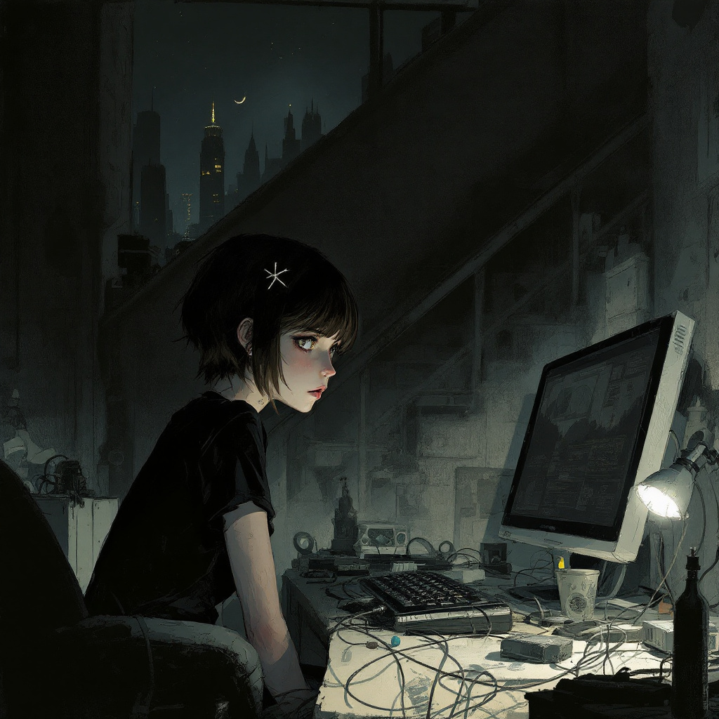 FLUX prompt: Jeremy Mann, 1 girl , solo, sitting, john berkey,m...