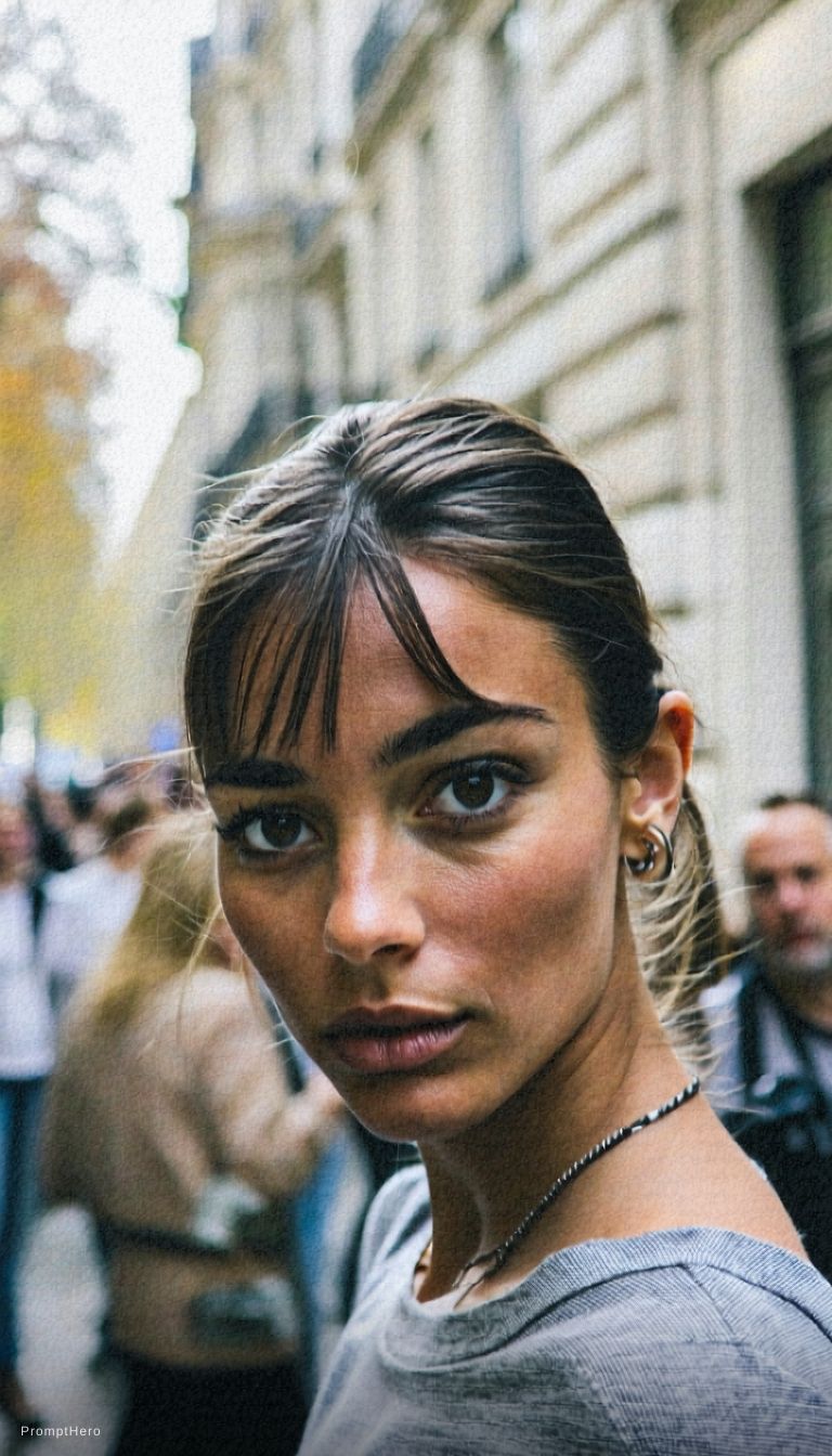 Stable Diffusion  prompt: Paparazzi-style extreme close-up photo of a woman ...