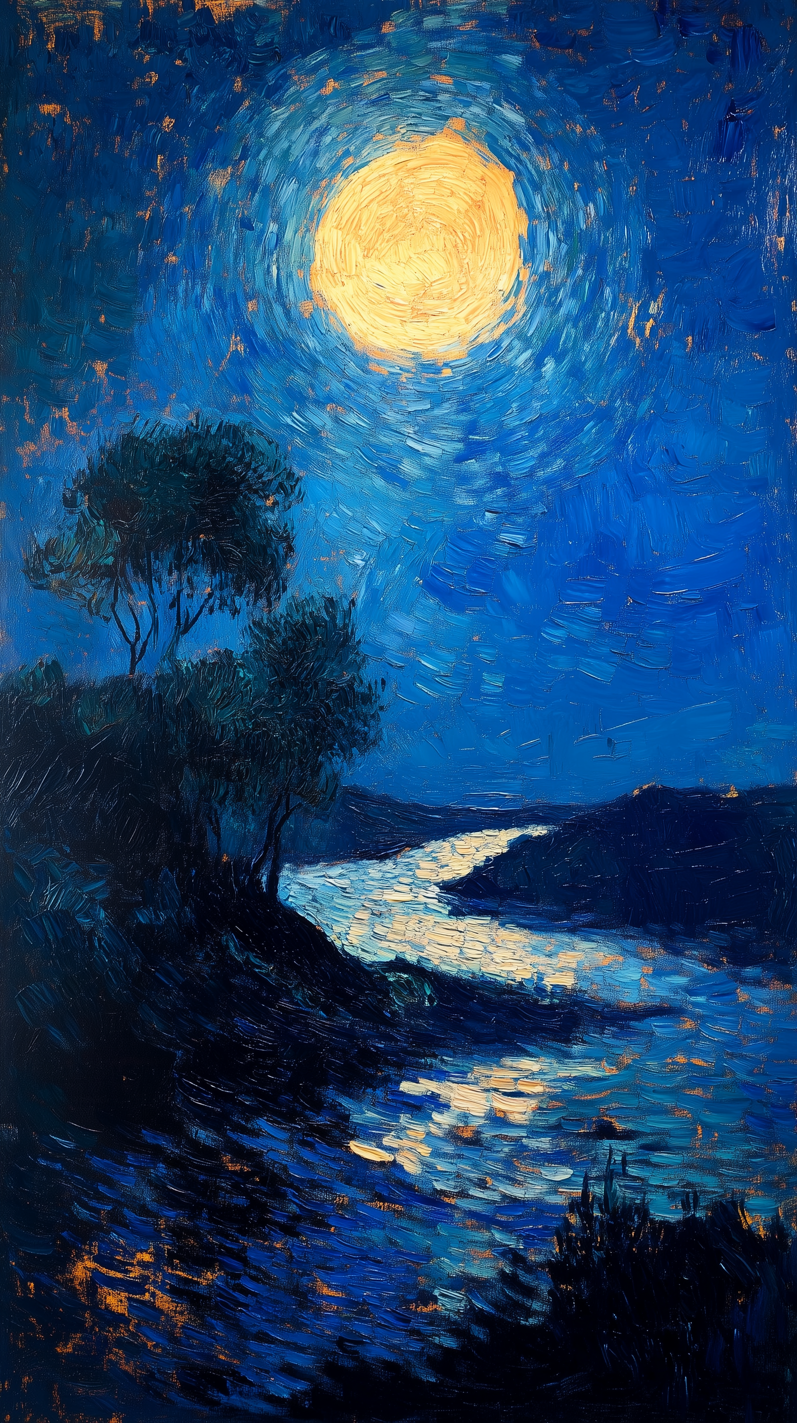Midjourney prompt: sadness painitng, Van Gogh Starry Night sky, swirl...