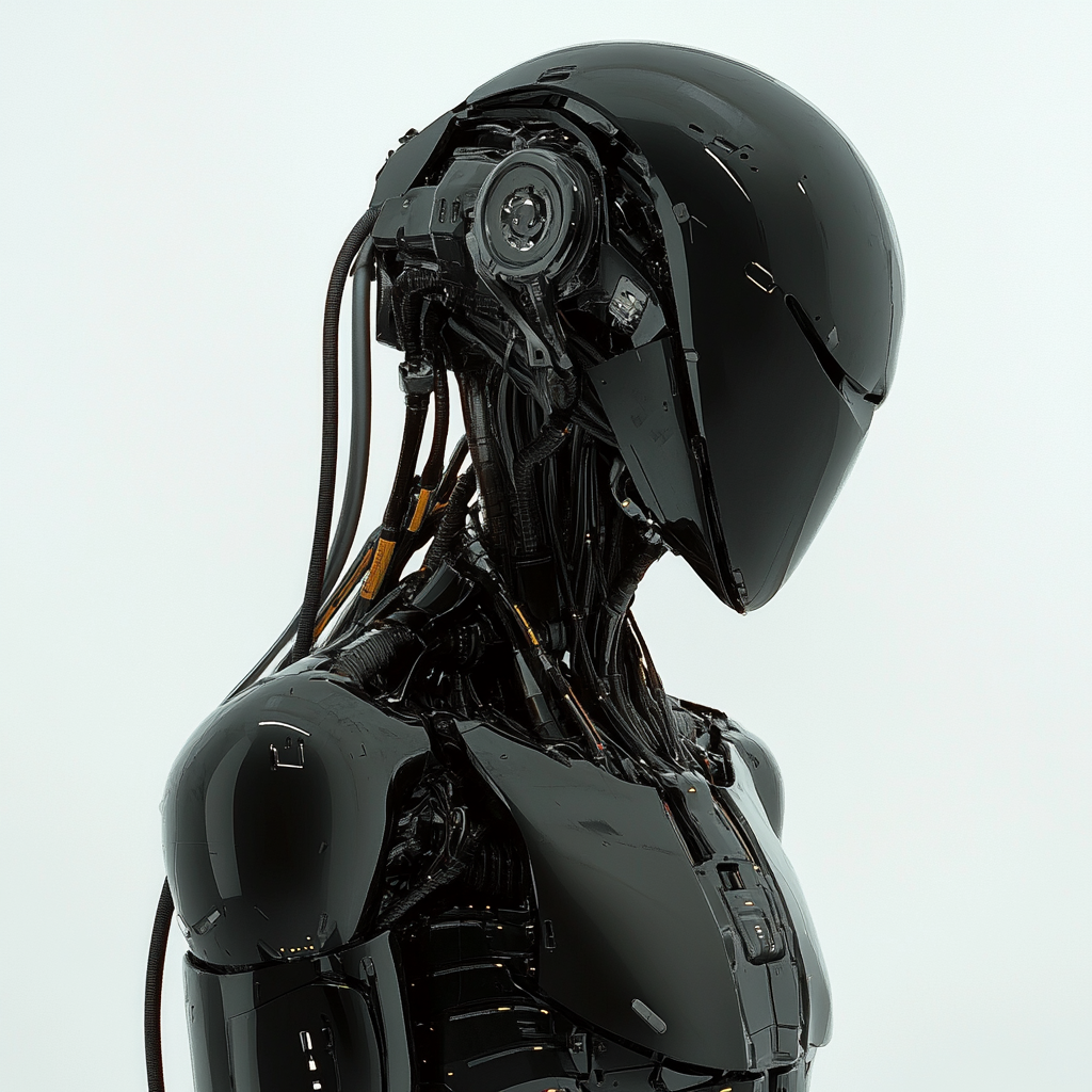Midjourney prompt: black robot