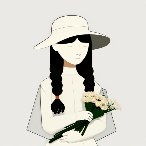 DreamShaper prompt: A flat illustration of a girl wearing a hat and ho...