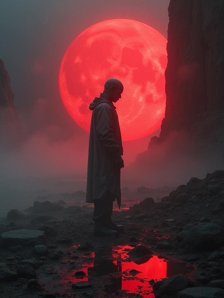 FLUX prompt: hearing the desolation in the heart of songs, I am...