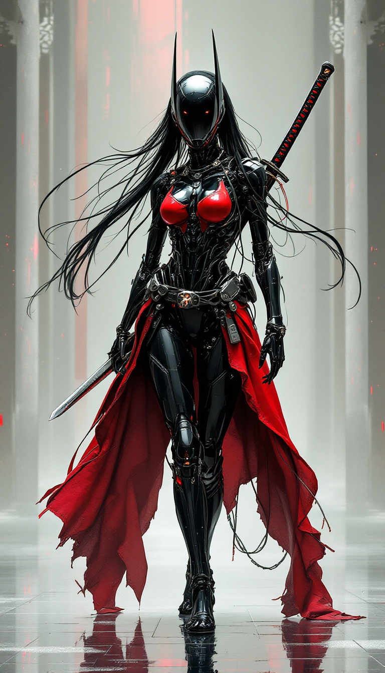 FLUX prompt: Full body view, in the style of ck-sfc, female cyb...