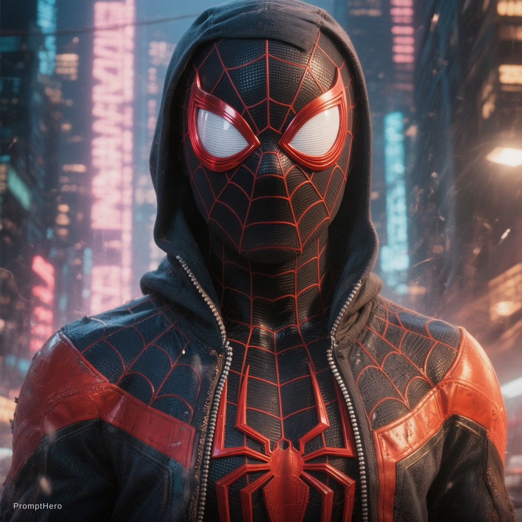 Hero prompt: spider man, Miles Morales, comics art, render, hig...