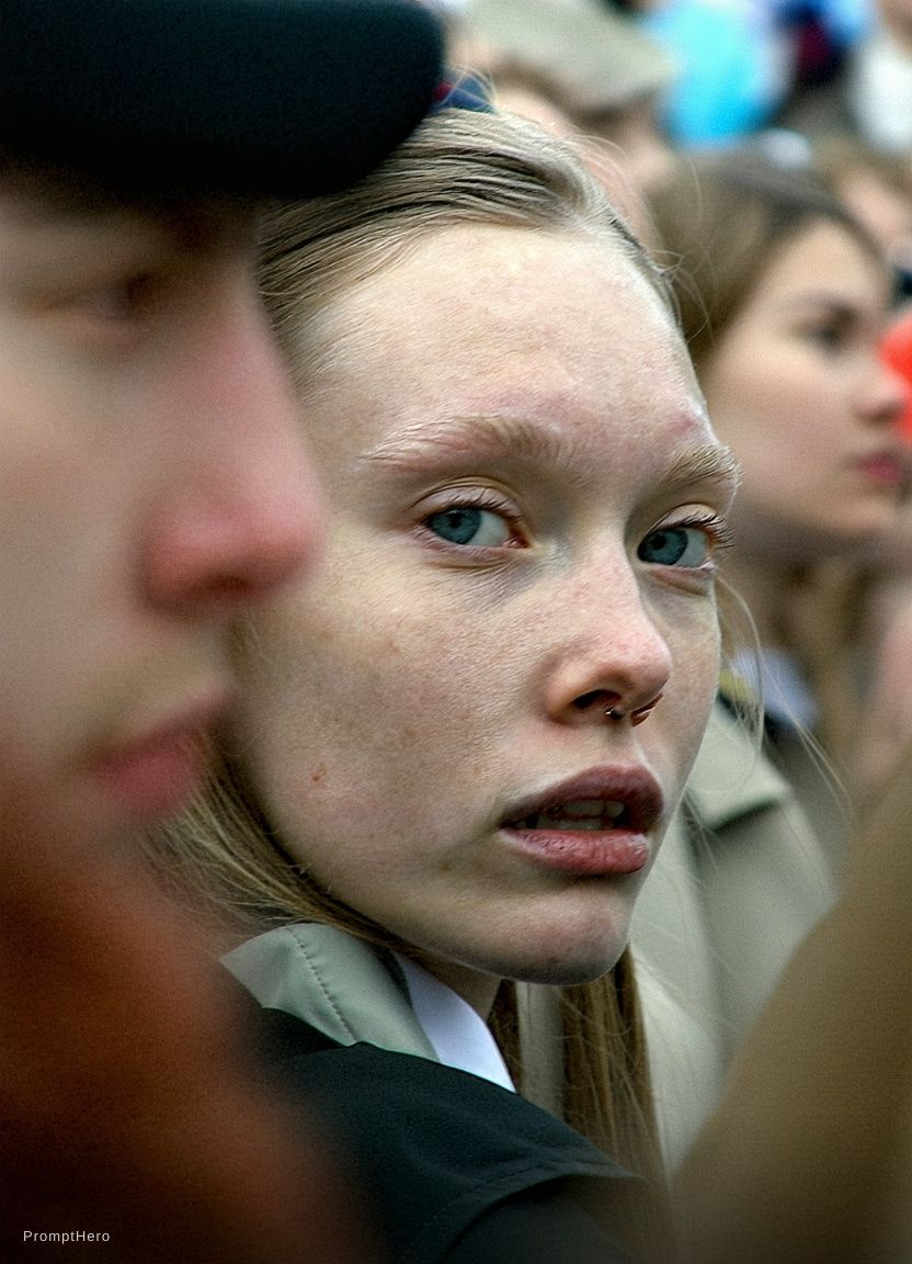 Stable Diffusion  prompt: Paparazzi-style extreme close-up photo of a woman ...