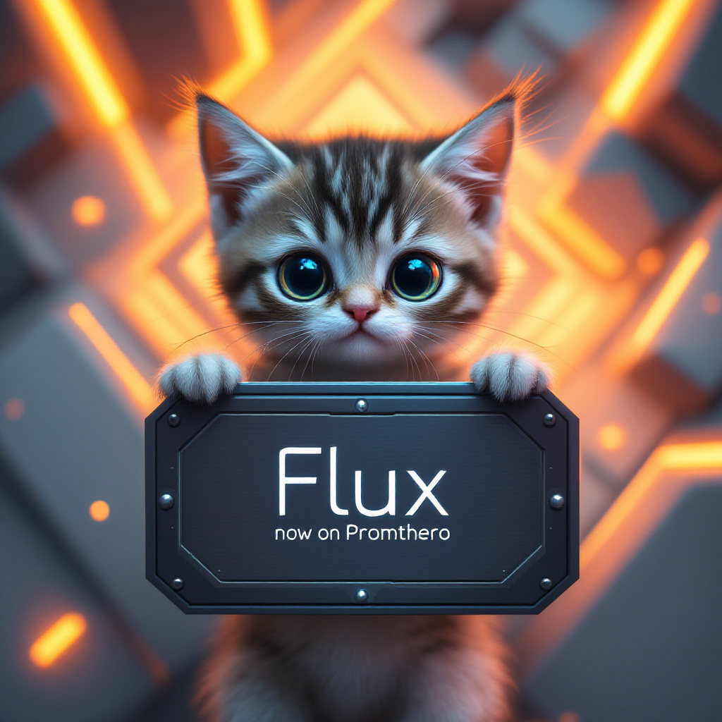 FLUX prompt: Cute Baby cat with huge eyes, sad eyes, holding a ...
