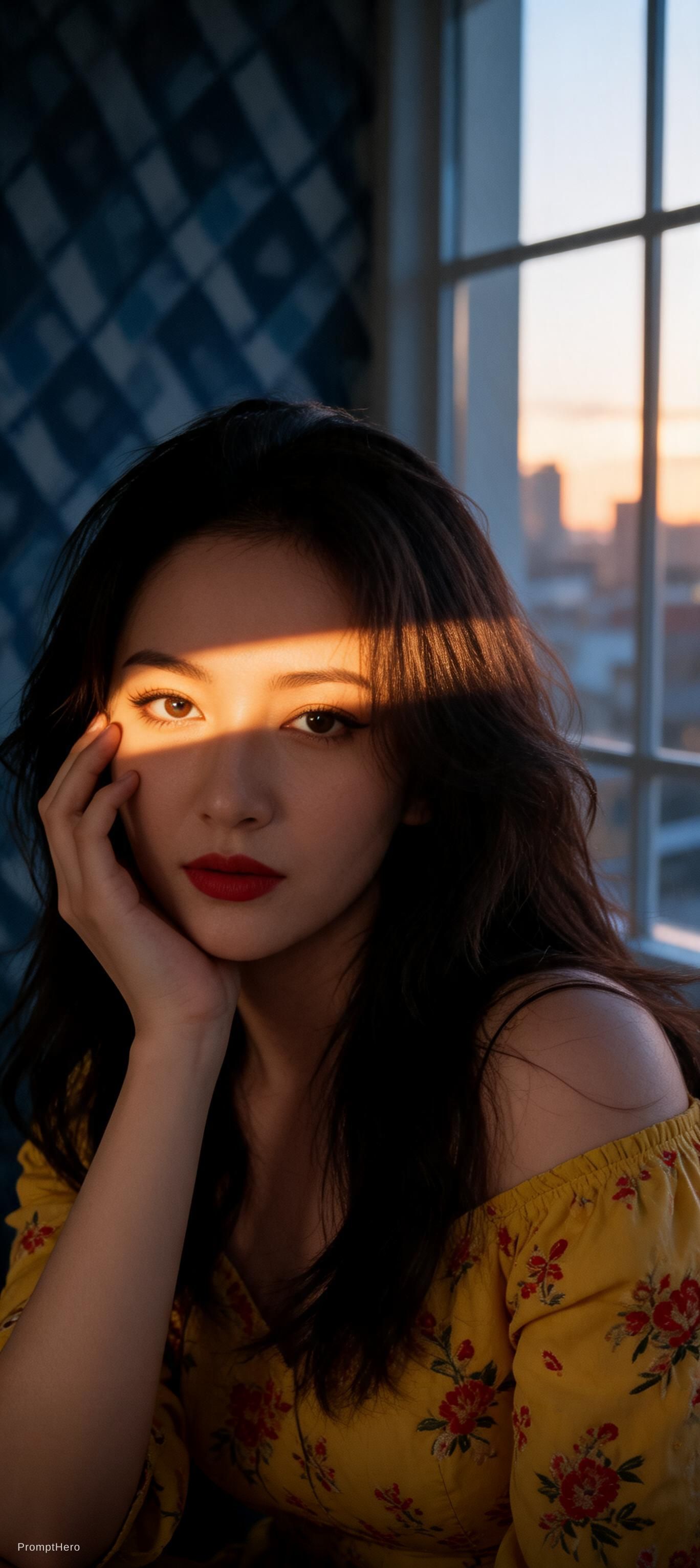 Hero prompt: A cinematic photorealistic boudoir portrait of a b...