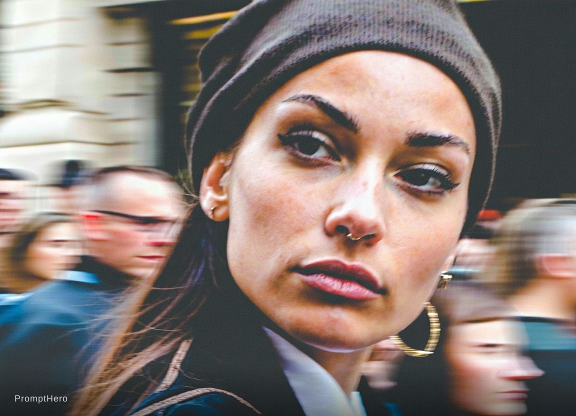 Stable Diffusion  prompt: Paparazzi-style extreme close-up photo of a woman ...