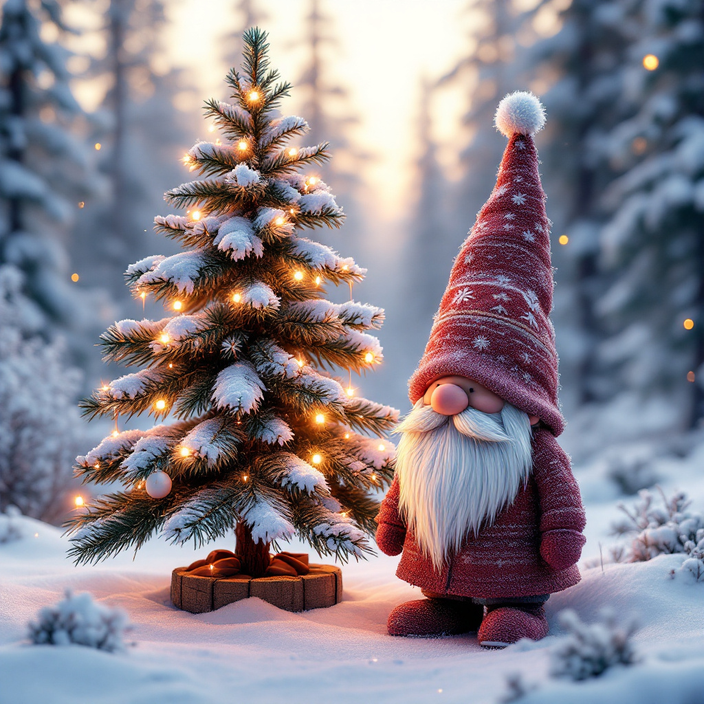 FLUX prompt: Cgi- New Year tree, next to it Scandinavian Christ...