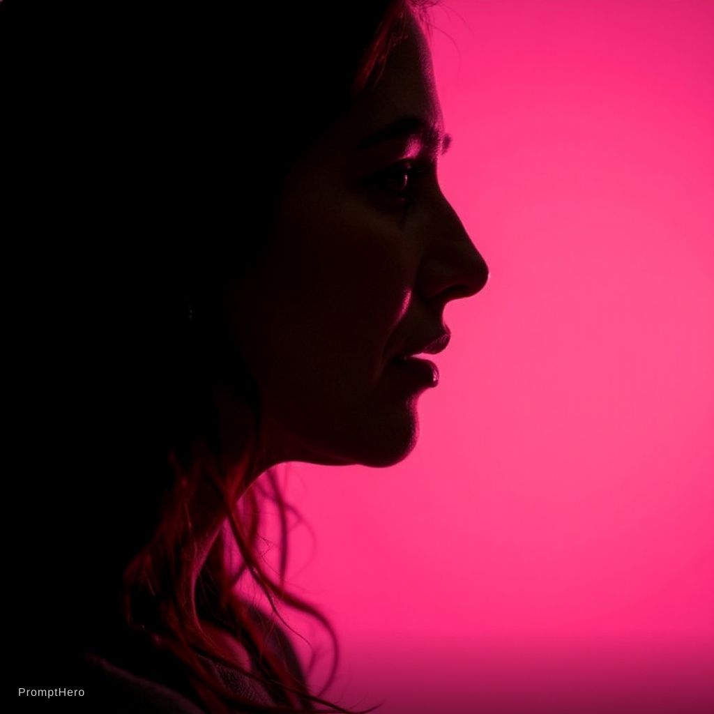 Flux Kontext  prompt: photography, portrait of contrast, profile silhoue...
