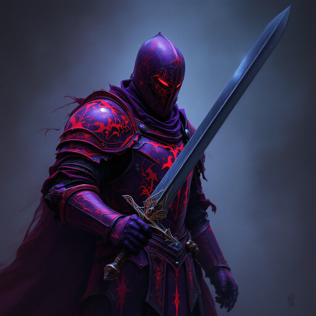 FLUX prompt: a digital art drawing of a medieval knight wieldin...
