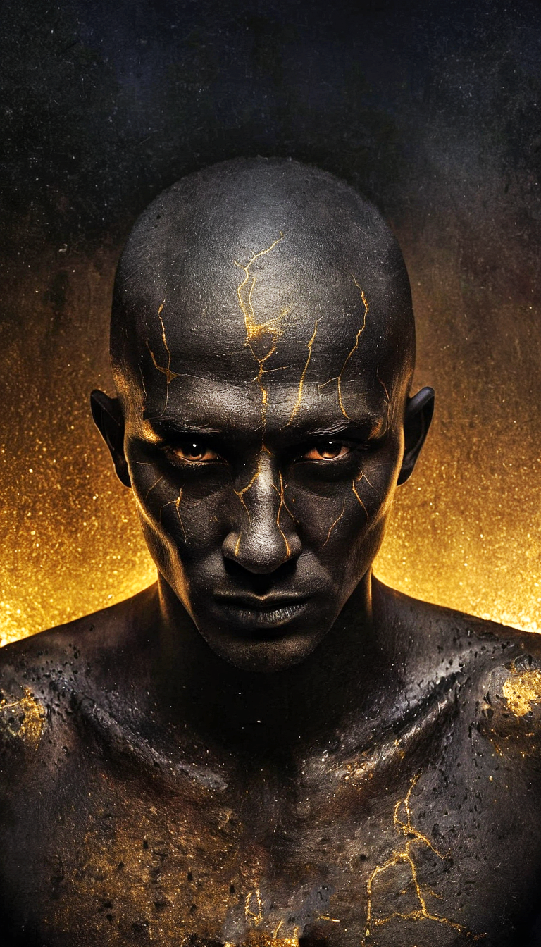 Stable Diffusion prompt: Close up portrait of bald man warrior in style by ...