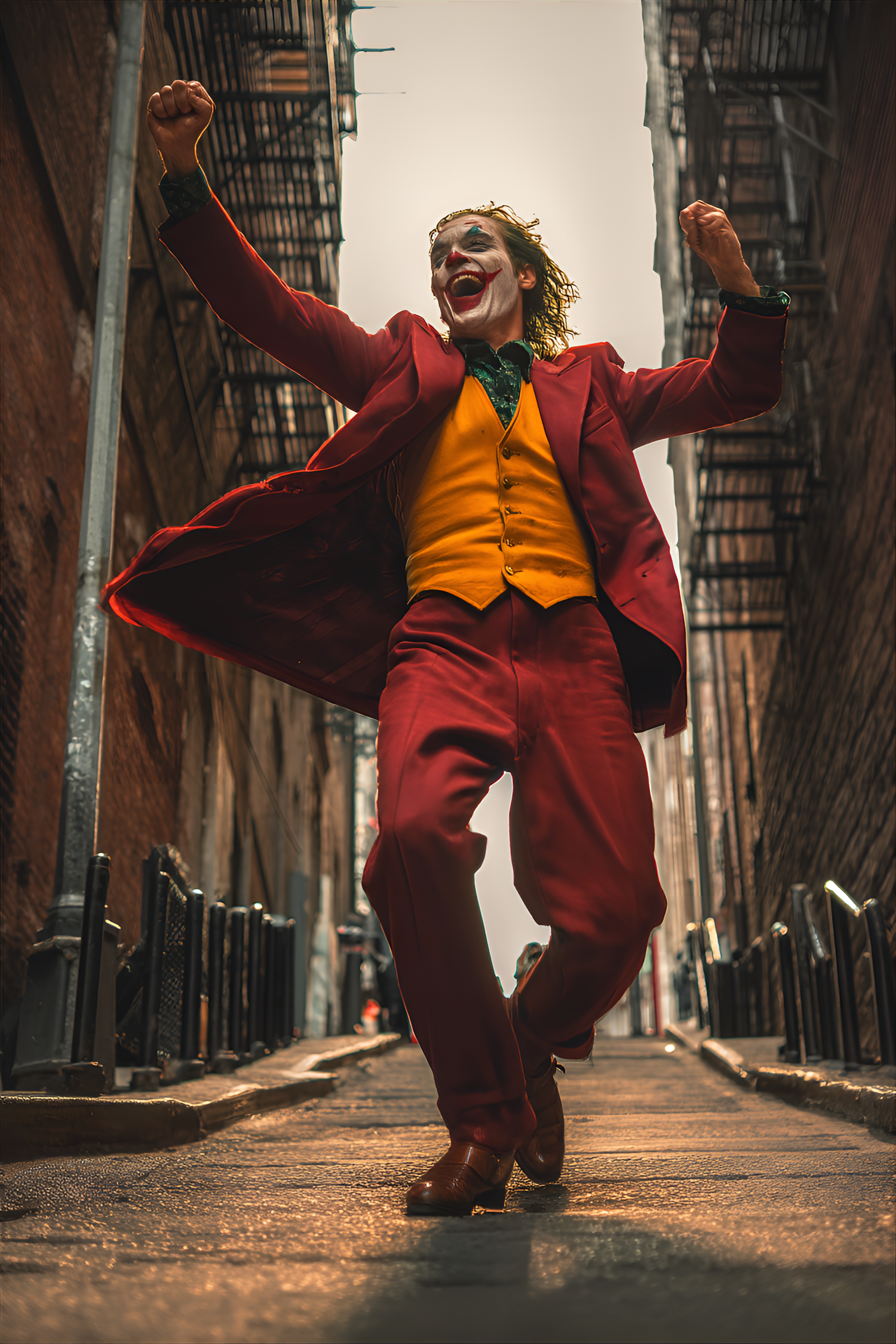 Midjourney prompt: dynamic, full shot of the Joker character, from t...