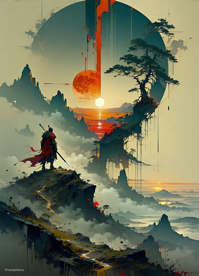 Stable Diffusion prompt: poster of warrior princess| standing on hill |cent...