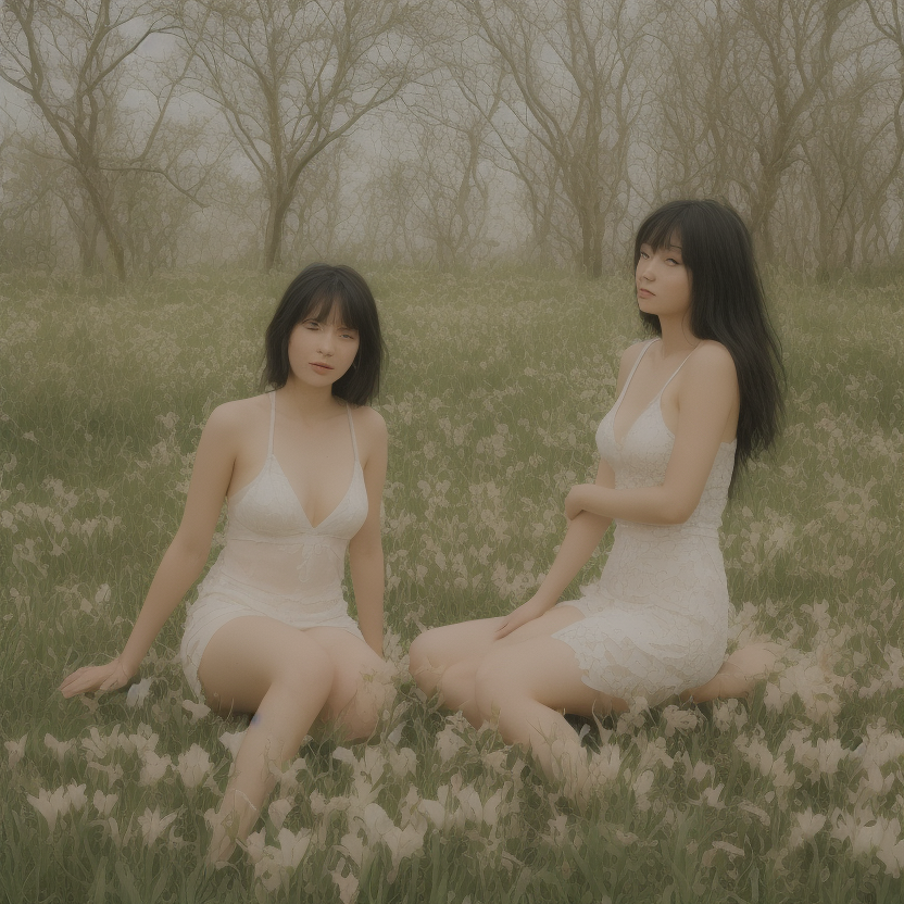 epiCRealism prompt: Two beautiful alluring Japanese women, with large ...