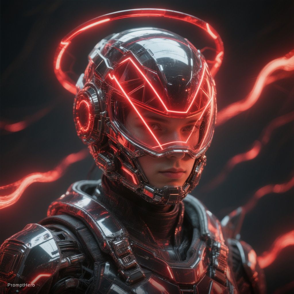 Hero prompt: futuristic cyborg boy featuring a captivating ref...