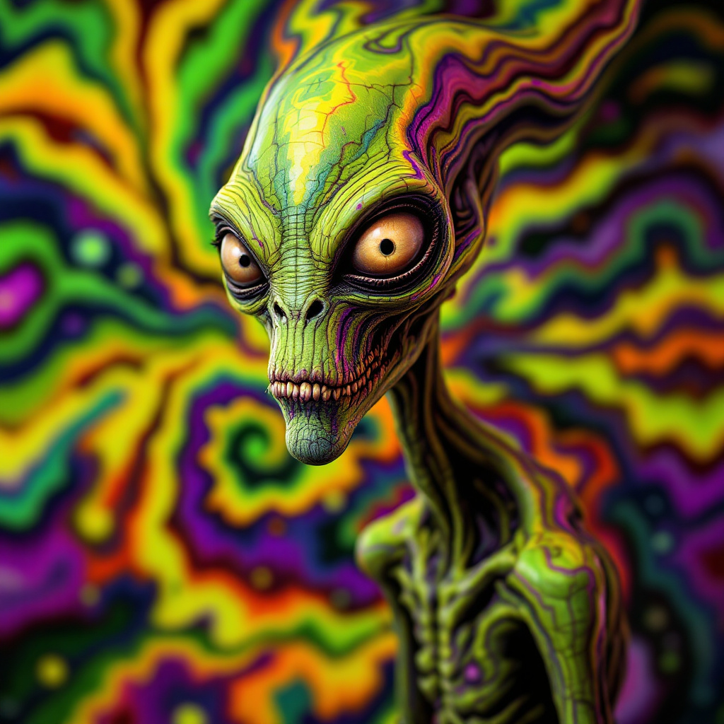 FLUX prompt: a highly detailed realistic 3D rendering alien Rog...