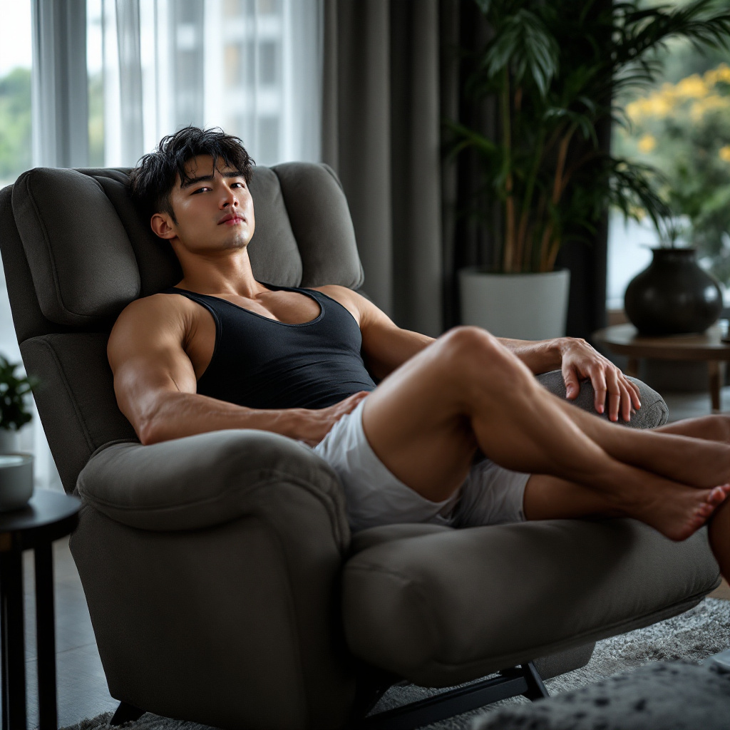FLUX prompt: Full-body photo of a tall, bodybuilder youthful ko...